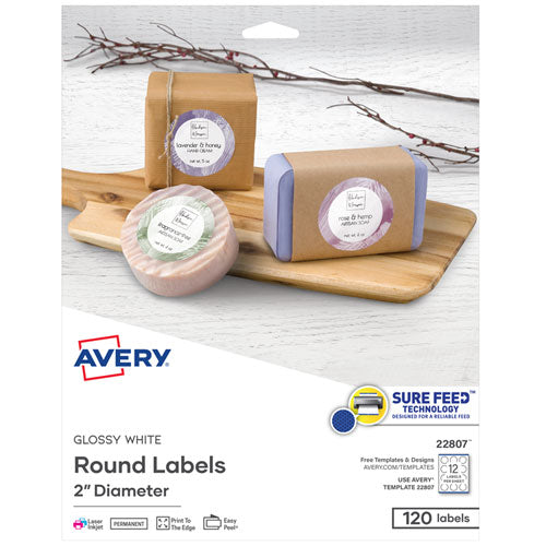 Avery® wholesale. AVERY Round Print-to-the Edge Labels With Sure Feed And Easy Peel, 2