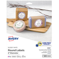 Avery® wholesale. AVERY Round Print-to-the Edge Labels With Sure Feed And Easy Peel, 2