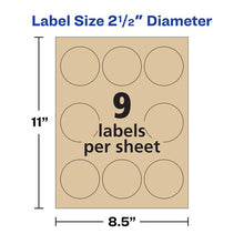 Load image into Gallery viewer, Avery® wholesale. AVERY Round Brown Kraft Print-to-the-edge Labels, 2.5&quot; Dia, 225-pk. HSD Wholesale: Janitorial Supplies, Breakroom Supplies, Office Supplies.