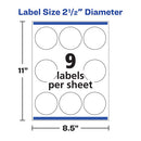 Avery® wholesale. AVERY Round Print-to-the Edge Labels With Surefeed, 2.5" Dia, Glossy White, 90-pk. HSD Wholesale: Janitorial Supplies, Breakroom Supplies, Office Supplies.