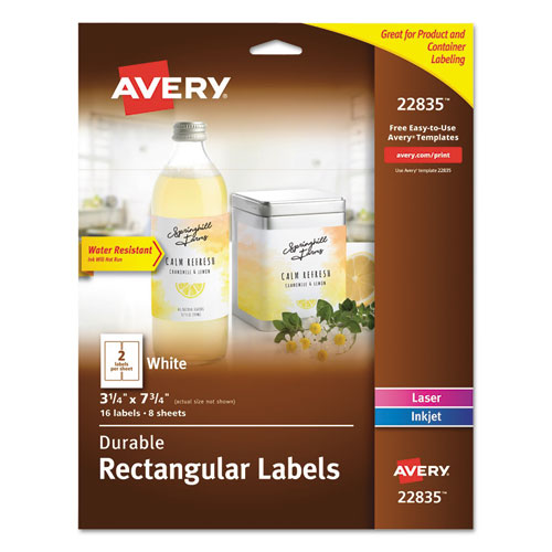 Avery® wholesale. AVERY Durable Water-resistant Wraparound Labels W- Sure Feed, 3 1-4 X 7 3-4, 16-pk. HSD Wholesale: Janitorial Supplies, Breakroom Supplies, Office Supplies.
