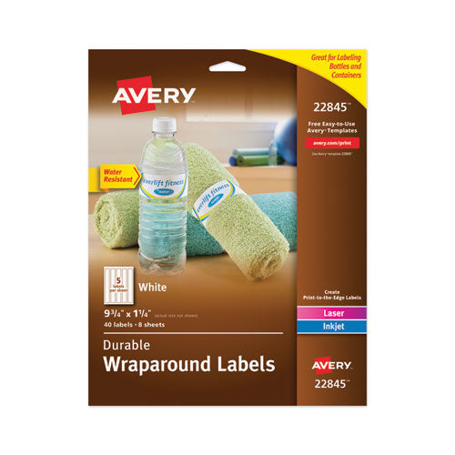 Avery® wholesale. AVERY Water-resistant Wraparound Labels W- Sure Feed, 9 3-4 X 1 1-4, White, 40-pack. HSD Wholesale: Janitorial Supplies, Breakroom Supplies, Office Supplies.