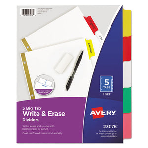 Avery® wholesale. AVERY Write And Erase Big Tab Paper Dividers, 5-tab, Multicolor, Letter. HSD Wholesale: Janitorial Supplies, Breakroom Supplies, Office Supplies.