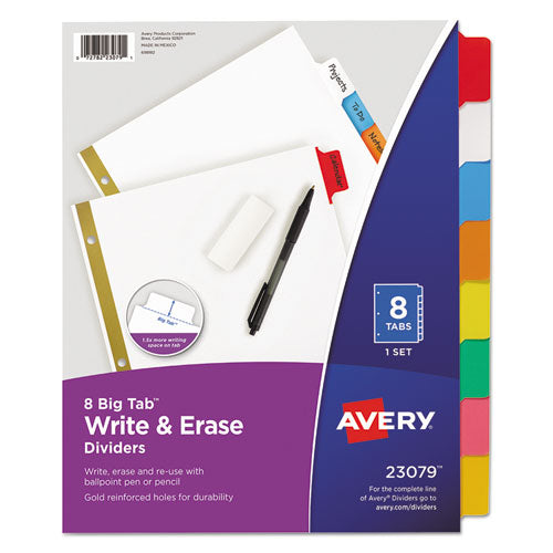 Avery® wholesale. AVERY Write And Erase Big Tab Paper Dividers, 8-tab, Multicolor, Letter. HSD Wholesale: Janitorial Supplies, Breakroom Supplies, Office Supplies.