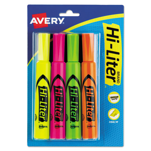 Avery® wholesale. AVERY Hi-liter Desk-style Highlighters, Chisel Tip, Assorted Colors, 4-set. HSD Wholesale: Janitorial Supplies, Breakroom Supplies, Office Supplies.