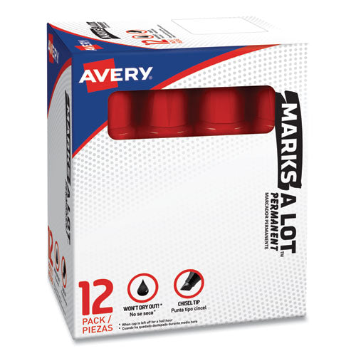 Avery® wholesale. AVERY Marks A Lot Extra-large Desk-style Permanent Marker, Extra-broad Chisel Tip, Red. HSD Wholesale: Janitorial Supplies, Breakroom Supplies, Office Supplies.