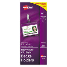 Load image into Gallery viewer, Avery® wholesale. AVERY Secure Top Clip-style Badge Holders, Horizontal, 2 1-4 X 3 1-2, Clear, 50-box. HSD Wholesale: Janitorial Supplies, Breakroom Supplies, Office Supplies.
