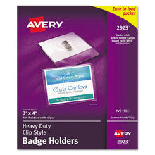 Load image into Gallery viewer, Avery® wholesale. AVERY Heavy-duty Clip-style Badge Holders, Horizontal, 4 X 3, Clear, 100-box. HSD Wholesale: Janitorial Supplies, Breakroom Supplies, Office Supplies.