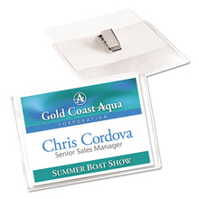 Load image into Gallery viewer, Avery® wholesale. AVERY Heavy-duty Clip-style Badge Holders, Horizontal, 4 X 3, Clear, 100-box. HSD Wholesale: Janitorial Supplies, Breakroom Supplies, Office Supplies.