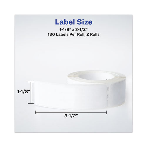 Avery® wholesale. AVERY Multipurpose Thermal Labels, 1.13 X 3.5, White, 130-roll, 2 Rolls-pack. HSD Wholesale: Janitorial Supplies, Breakroom Supplies, Office Supplies.