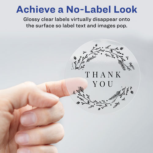 Avery® wholesale. AVERY Printable Self-adhesive Permanent Id Labels W-sure Feed, 3-4" Dia, Clear, 400-pk. HSD Wholesale: Janitorial Supplies, Breakroom Supplies, Office Supplies.