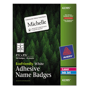 Avery® wholesale. AVERY Ecofriendly Adhesive Name Badge Labels, 3.38 X 2.33, White, 160-box. HSD Wholesale: Janitorial Supplies, Breakroom Supplies, Office Supplies.