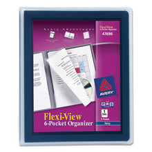 Load image into Gallery viewer, Avery® wholesale. AVERY Flexi-view Six-pocket Polypropylene Organizer, 150-sheet Cap., Translucent-navy. HSD Wholesale: Janitorial Supplies, Breakroom Supplies, Office Supplies.