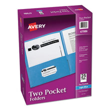 Load image into Gallery viewer, Avery® wholesale. Two-pocket Folder, 40-sheet Capacity, Light Blue, 25-box. HSD Wholesale: Janitorial Supplies, Breakroom Supplies, Office Supplies.