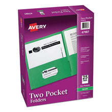 Load image into Gallery viewer, Avery® wholesale. Two-pocket Folder, 40-sheet Capacity, Green, 25-box. HSD Wholesale: Janitorial Supplies, Breakroom Supplies, Office Supplies.