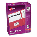 Avery® wholesale. AVERY Two-pocket Folder, 40-sheet Capacity, Red, 25-box. HSD Wholesale: Janitorial Supplies, Breakroom Supplies, Office Supplies.