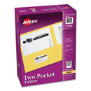 Avery® wholesale. AVERY Two-pocket Folder, 40-sheet Capacity, Yellow, 25-box. HSD Wholesale: Janitorial Supplies, Breakroom Supplies, Office Supplies.