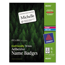 Load image into Gallery viewer, Avery® wholesale. AVERY Ecofriendly Adhesive Name Badge Labels, 3.38 X 2.33, White, 80-pack. HSD Wholesale: Janitorial Supplies, Breakroom Supplies, Office Supplies.