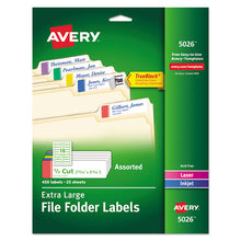 Load image into Gallery viewer, Avery® wholesale. AVERY Extra-large Trueblock File Folder Labels With Sure Feed Technology, 0.94 X 3.44, White, 18-sheet, 25 Sheets-pack. HSD Wholesale: Janitorial Supplies, Breakroom Supplies, Office Supplies.