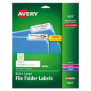 Avery® wholesale. AVERY Extra-large Trueblock File Folder Labels With Sure Feed Technology, 0.94 X 3.44, White, 18-sheet, 25 Sheets-pack. HSD Wholesale: Janitorial Supplies, Breakroom Supplies, Office Supplies.