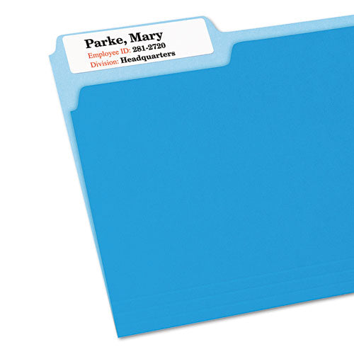 Avery® wholesale. AVERY Extra-large Trueblock File Folder Labels With Sure Feed Technology, 0.94 X 3.44, White, 18-sheet, 25 Sheets-pack. HSD Wholesale: Janitorial Supplies, Breakroom Supplies, Office Supplies.