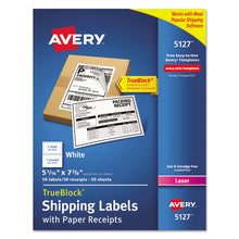 Load image into Gallery viewer, Avery® wholesale. AVERY Shipping Labels With Paper Receipt And Trueblock Technology, Inkjet-laser Printers, 5.06 X 7.63, White, 50-pack. HSD Wholesale: Janitorial Supplies, Breakroom Supplies, Office Supplies.