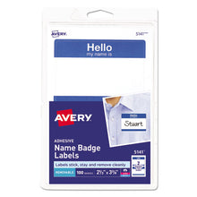 Load image into Gallery viewer, Avery® wholesale. AVERY Printable Adhesive Name Badges, 3.38 X 2.33, Blue &quot;hello&quot;, 100-pack. HSD Wholesale: Janitorial Supplies, Breakroom Supplies, Office Supplies.