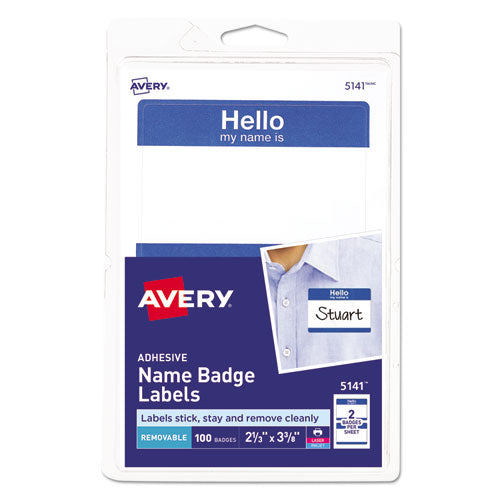 Avery® wholesale. AVERY Printable Adhesive Name Badges, 3.38 X 2.33, Blue 