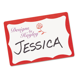 Avery® wholesale. AVERY Printable Adhesive Name Badges, 3.38 X 2.33, Red Border, 100-pack. HSD Wholesale: Janitorial Supplies, Breakroom Supplies, Office Supplies.