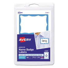 Load image into Gallery viewer, Avery® wholesale. AVERY Printable Adhesive Name Badges, 3.38 X 2.33, Blue Border, 100-pack. HSD Wholesale: Janitorial Supplies, Breakroom Supplies, Office Supplies.