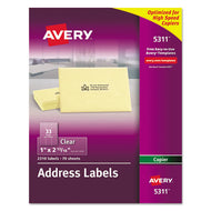 Avery® wholesale. AVERY Copier Mailing Labels, Copiers, 1 X 2.81, Clear, 33-sheet, 70 Sheets-pack. HSD Wholesale: Janitorial Supplies, Breakroom Supplies, Office Supplies.