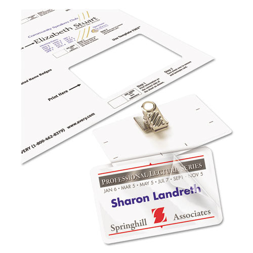 Avery® wholesale. AVERY Self-laminating Laser-inkjet Printer Badges, 2 1-4 X 3 1-2, White, 30-box. HSD Wholesale: Janitorial Supplies, Breakroom Supplies, Office Supplies.