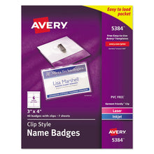 Load image into Gallery viewer, Avery® wholesale. AVERY Clip-style Name Badge Holder With Laser-inkjet Insert, Top Load, 4 X 3, White, 40-box. HSD Wholesale: Janitorial Supplies, Breakroom Supplies, Office Supplies.