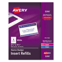 Load image into Gallery viewer, Avery® wholesale. AVERY Name Badge Insert Refills, Horizontal-vertical, 2 1-4 X 3 1-2, White, 400-box. HSD Wholesale: Janitorial Supplies, Breakroom Supplies, Office Supplies.