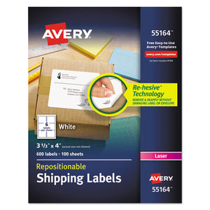 Avery® wholesale. AVERY Repositionable Shipping Labels W-surefeed, Laser, 3 1-3 X 4, White, 600-box. HSD Wholesale: Janitorial Supplies, Breakroom Supplies, Office Supplies.