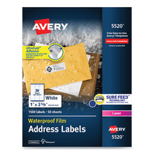 Load image into Gallery viewer, Avery® wholesale. AVERY Waterproof Address Labels With Trueblock And Sure Feed, Laser Printers, 1 X 2.63, White, 30-sheet, 50 Sheets-pack. HSD Wholesale: Janitorial Supplies, Breakroom Supplies, Office Supplies.