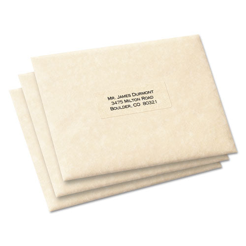 Avery® wholesale. AVERY Matte Clear Easy Peel Mailing Labels W- Sure Feed Technology, Laser Printers, 1 X 2.63, Clear, 30-sheet, 50 Sheets-box. HSD Wholesale: Janitorial Supplies, Breakroom Supplies, Office Supplies.