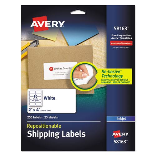 Avery® wholesale. AVERY Repositionable Address Labels W-sure Feed, Inkjet-laser, 2 X 4, White, 250-box. HSD Wholesale: Janitorial Supplies, Breakroom Supplies, Office Supplies.