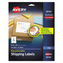 Load image into Gallery viewer, Avery® wholesale. AVERY Repositionable Shipping Labels W-surefeed, Inkjet, 3 1-3 X 4, White, 150-box. HSD Wholesale: Janitorial Supplies, Breakroom Supplies, Office Supplies.