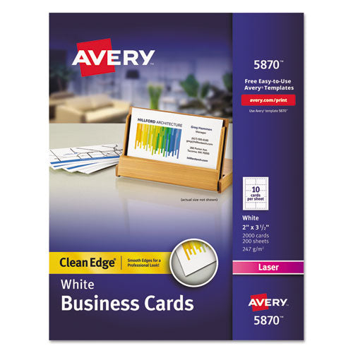Avery® wholesale. AVERY Clean Edge Business Card Value Pack, Laser, 2 X 3 1-2, White, 2000-box. HSD Wholesale: Janitorial Supplies, Breakroom Supplies, Office Supplies.