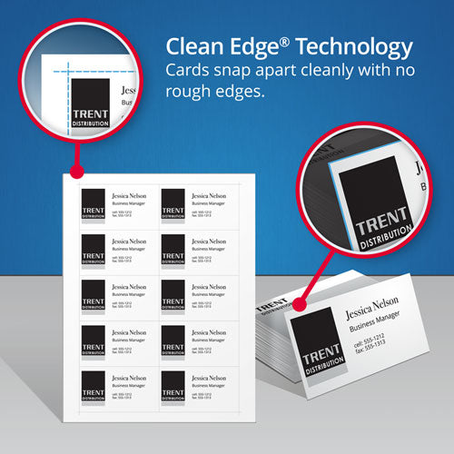 Avery® wholesale. AVERY Clean Edge Business Cards, Laser, 2 X 3 1-2, White, 1000-box. HSD Wholesale: Janitorial Supplies, Breakroom Supplies, Office Supplies.