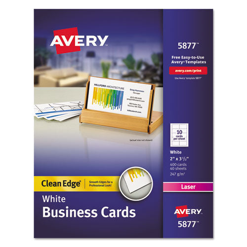Avery® wholesale. AVERY Clean Edge Business Cards, Laser, 2 X 3 1-2, White, 400-box. HSD Wholesale: Janitorial Supplies, Breakroom Supplies, Office Supplies.