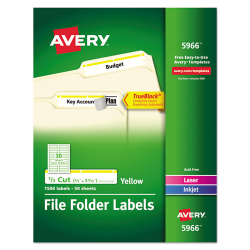 Avery® wholesale. AVERY Permanent Trueblock File Folder Labels With Sure Feed Technology, 0.66 X 3.44, White, 30-sheet, 50 Sheets-box. HSD Wholesale: Janitorial Supplies, Breakroom Supplies, Office Supplies.