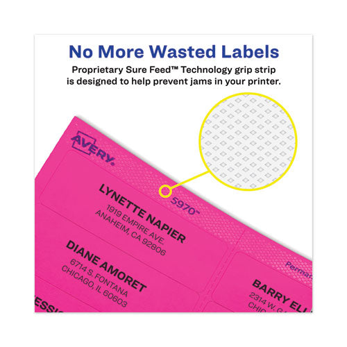 Avery® wholesale. AVERY High-visibility Permanent Laser Id Labels, 1 X 2 5-8, Neon Magenta, 750-pack. HSD Wholesale: Janitorial Supplies, Breakroom Supplies, Office Supplies.