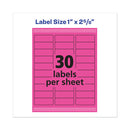 Avery® wholesale. AVERY High-visibility Permanent Laser Id Labels, 1 X 2 5-8, Neon Magenta, 750-pack. HSD Wholesale: Janitorial Supplies, Breakroom Supplies, Office Supplies.