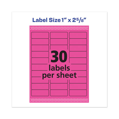 Avery® wholesale. AVERY High-visibility Permanent Laser Id Labels, 1 X 2 5-8, Neon Magenta, 750-pack. HSD Wholesale: Janitorial Supplies, Breakroom Supplies, Office Supplies.