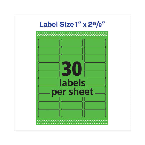 Avery® wholesale. AVERY High-visibility Permanent Laser Id Labels, 1 X 2 5-8, Neon Green, 750-pack. HSD Wholesale: Janitorial Supplies, Breakroom Supplies, Office Supplies.