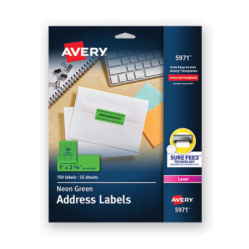 Avery® wholesale. AVERY High-visibility Permanent Laser Id Labels, 1 X 2 5-8, Neon Green, 750-pack. HSD Wholesale: Janitorial Supplies, Breakroom Supplies, Office Supplies.