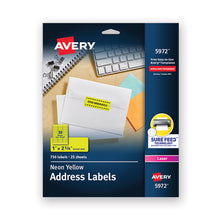 Load image into Gallery viewer, Avery® wholesale. AVERY High-visibility Permanent Laser Id Labels, 1 X 2 5-8, Neon Yellow, 750-pack. HSD Wholesale: Janitorial Supplies, Breakroom Supplies, Office Supplies.