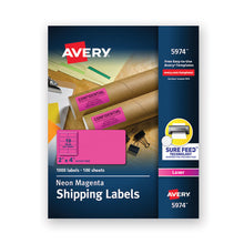 Load image into Gallery viewer, Avery® wholesale. AVERY High-visibility Permanent Laser Id Labels, 2 X 4, Neon Magenta, 1000-box. HSD Wholesale: Janitorial Supplies, Breakroom Supplies, Office Supplies.